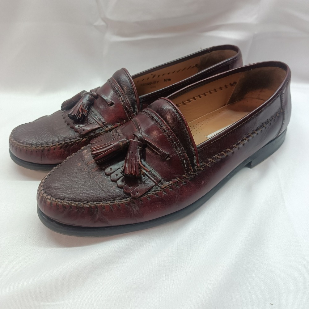 Sandro Moscoloni Mens 10.5 Burgundy Leather Kiltie Tassel Loafers Casual Formal